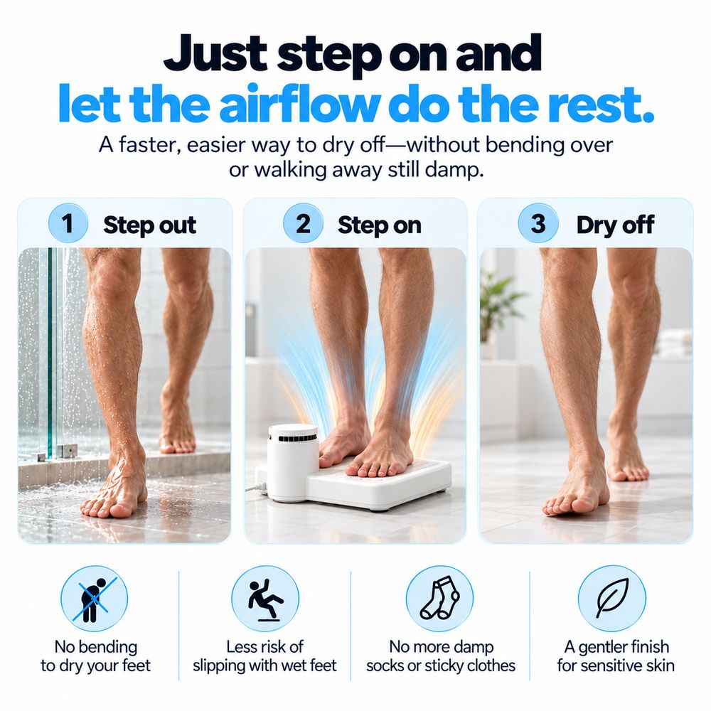 How Ondra works in three steps: step out, step on, dry off