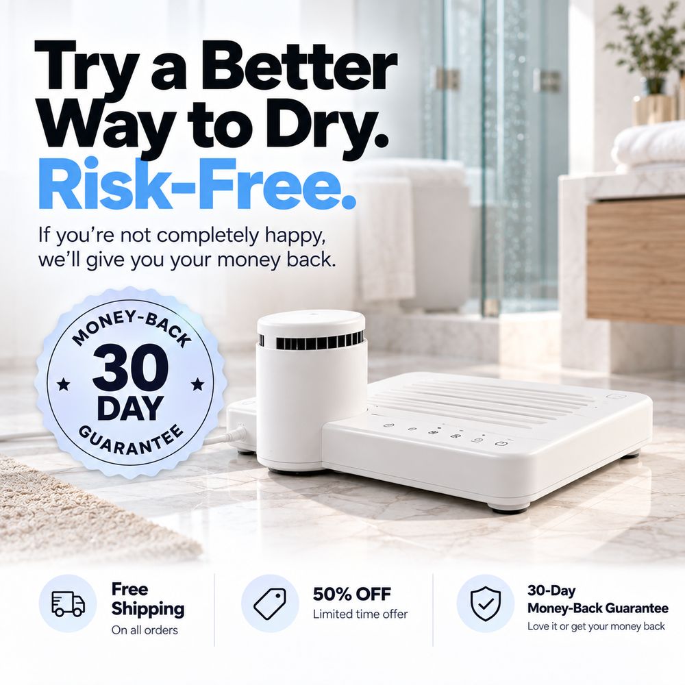 30-day money-back guarantee, free shipping and 50% off